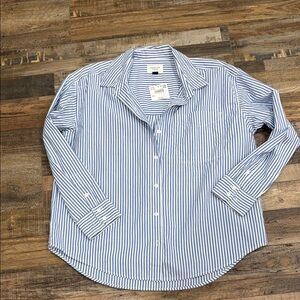 American Eagle Blue and White Striped Shirt